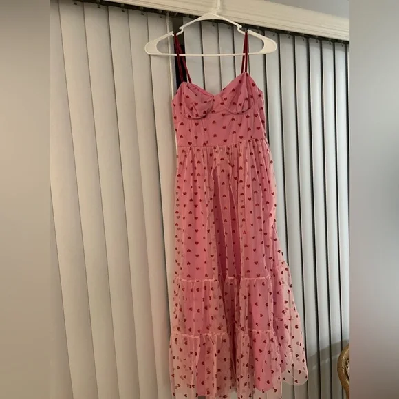 Betsey Johnson Valentines Heart Print Pink Dress - Picture 6 of 12